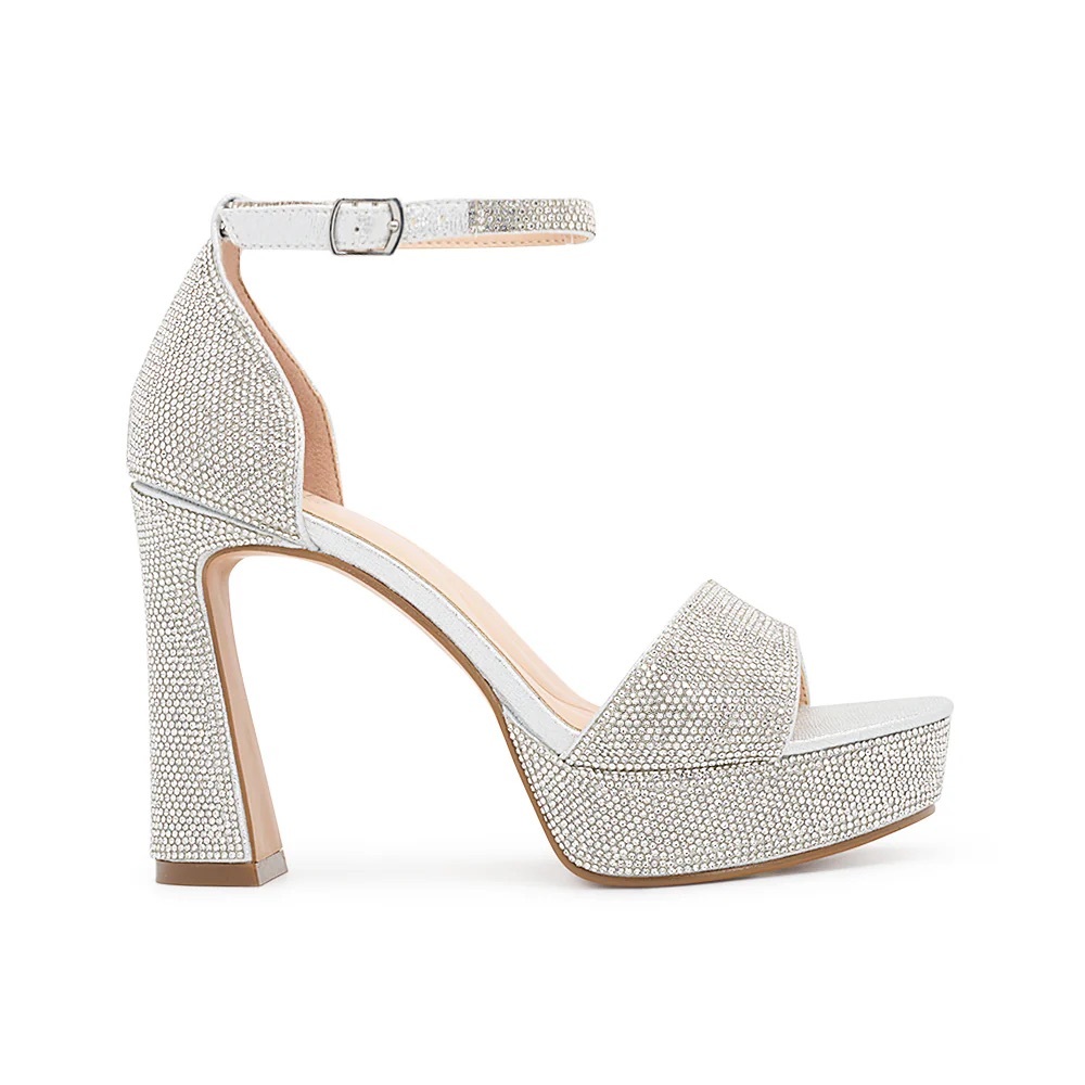 Elegant Silver Women's Platform Heels